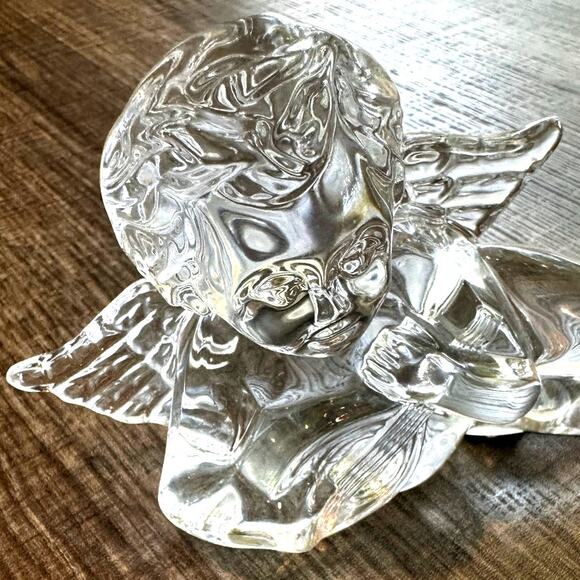 Waterford Crystal Cherub with Lute Reclining Angel Figurine Sculpture - Picture 2 of 5